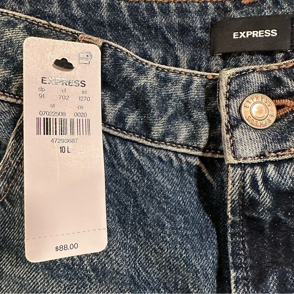 Express Wide Leg High Rise Jeans Women's 10L Tall Mom Wide Loose Distressed NWT